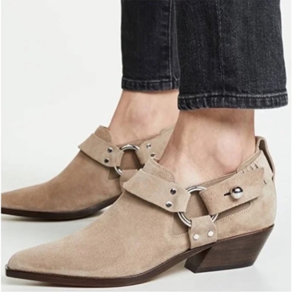 Rag & Bone Light Sand Westin Harness Suede Ankle Boots size 39.5